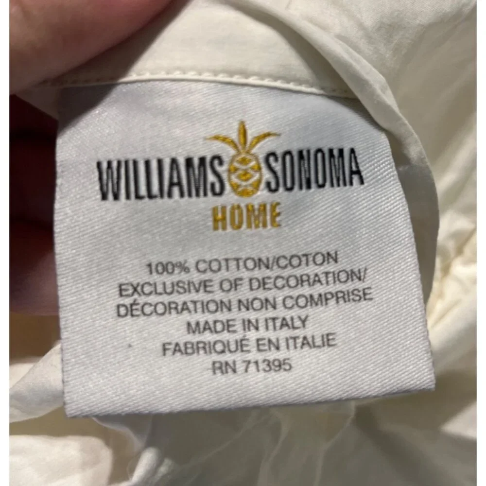 Williams Sonoma Home Luxury Cotton King Sham 24x40 With Elegant Embroidered Bord